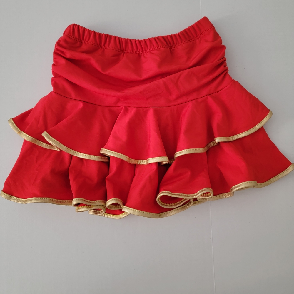 Girls Red Skirt with Gold Trim